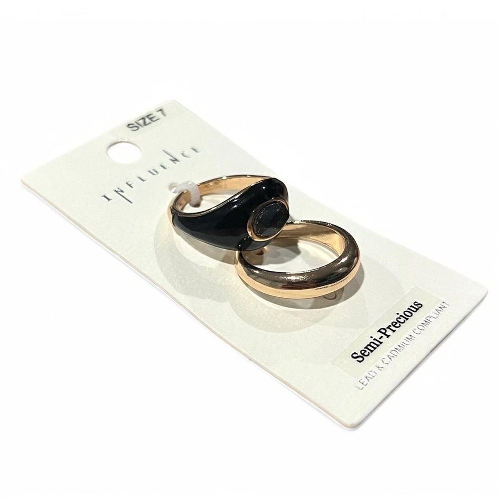 Gold and Black Ring Set